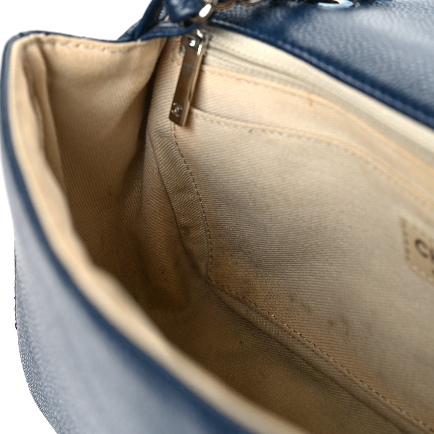 Caviar Medium Timeless CC Flap Navy Blue