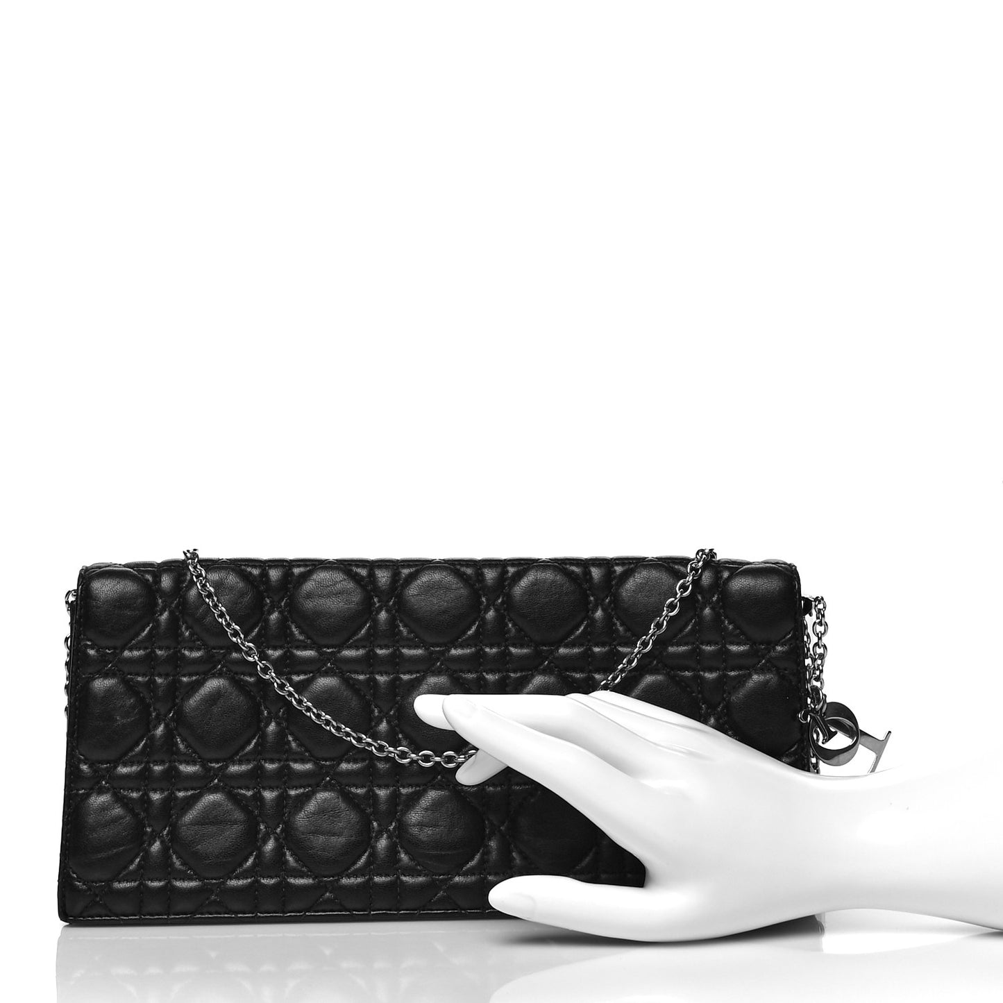 Lambskin Cannage Lady Dior Convertible Clutch Black