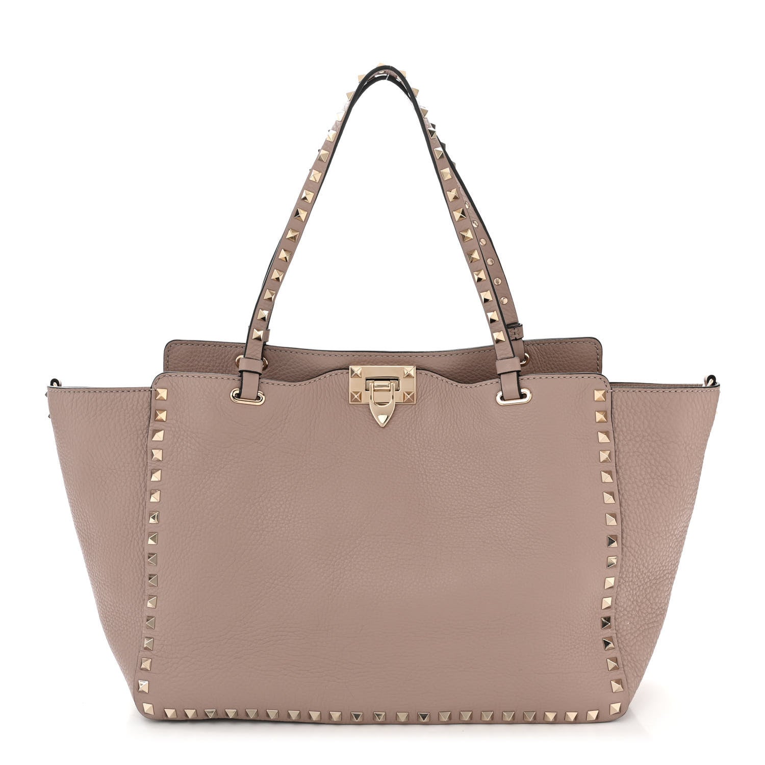 Valentino Garavani Pebbled Calfskin Medium Rockstud Tote Poudre 1 of 9