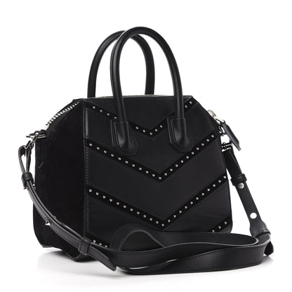 Givenchy Calfskin Suede Mini Studded Chevron Antigona Black 3 of 10