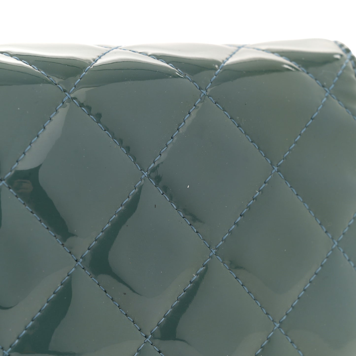 Patent Quilted Brilliant Wallet On Chain WOC Blue