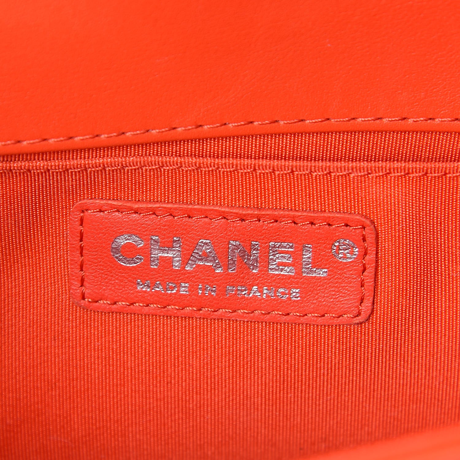 Chanel Calfskin Chevron Quilted Medium Braided Boy Flap Orange 6 of 11