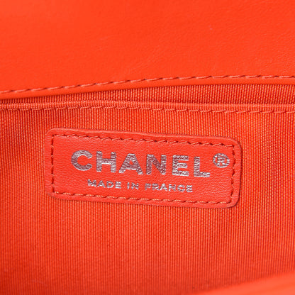 Chanel Calfskin Chevron Quilted Medium Braided Boy Flap Orange 6 of 11