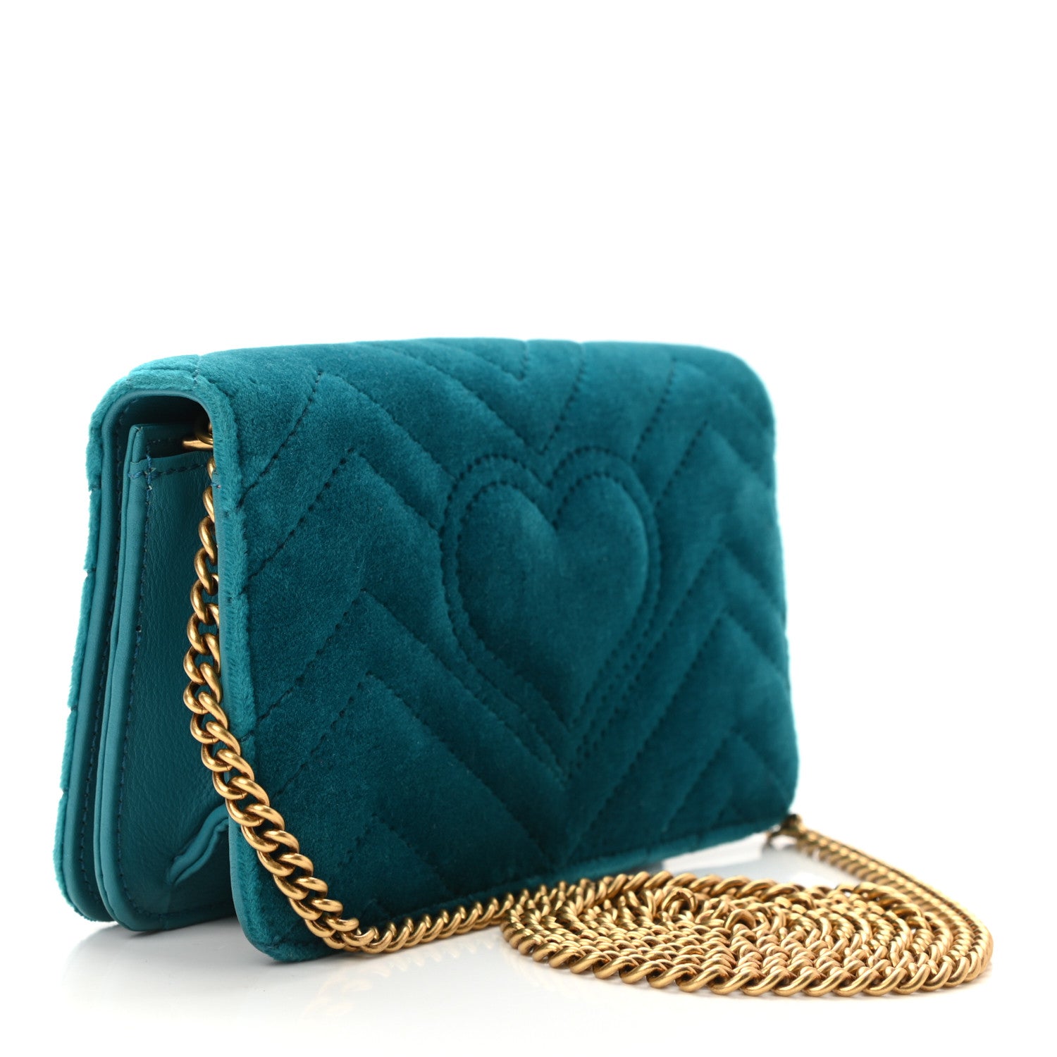 Gucci Velvet Matelasse GG Marmont Mini Bag Pavone Cyan 3 of 9