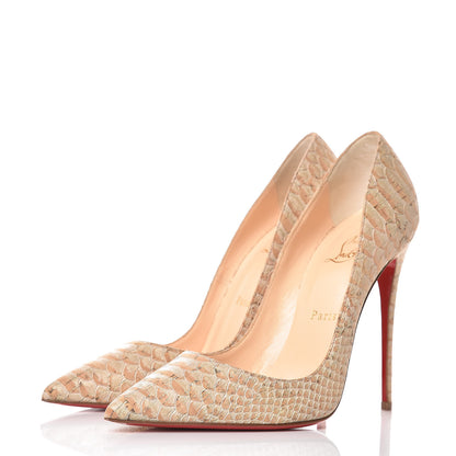 Christian Louboutin Liege Embossed So Kate 120 Pumps 38.5 Beige 3 of 9