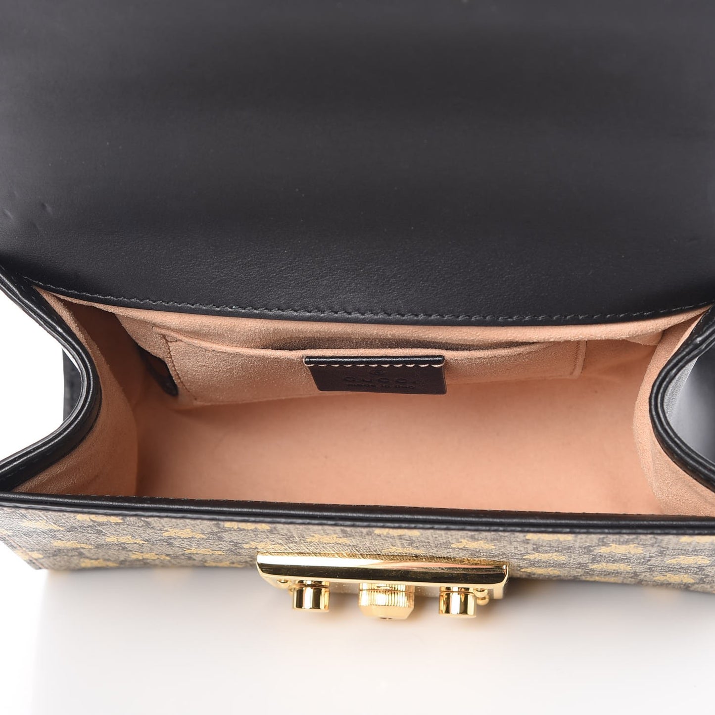 GG Supreme Monogram Bees Small Padlock Shoulder Bag Black