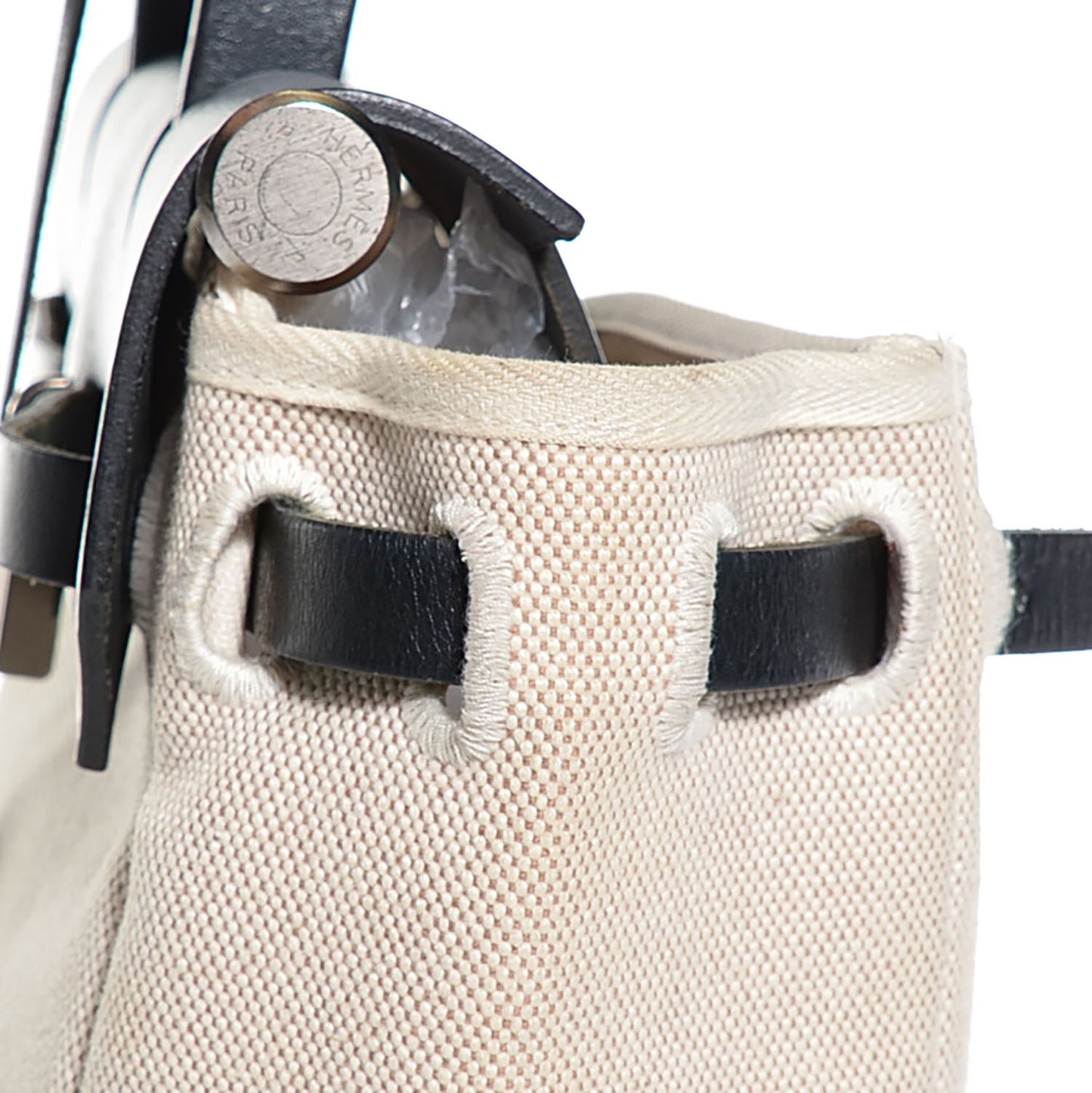 Vache Calfskin Toile Herbag 30 PM Noir Natural