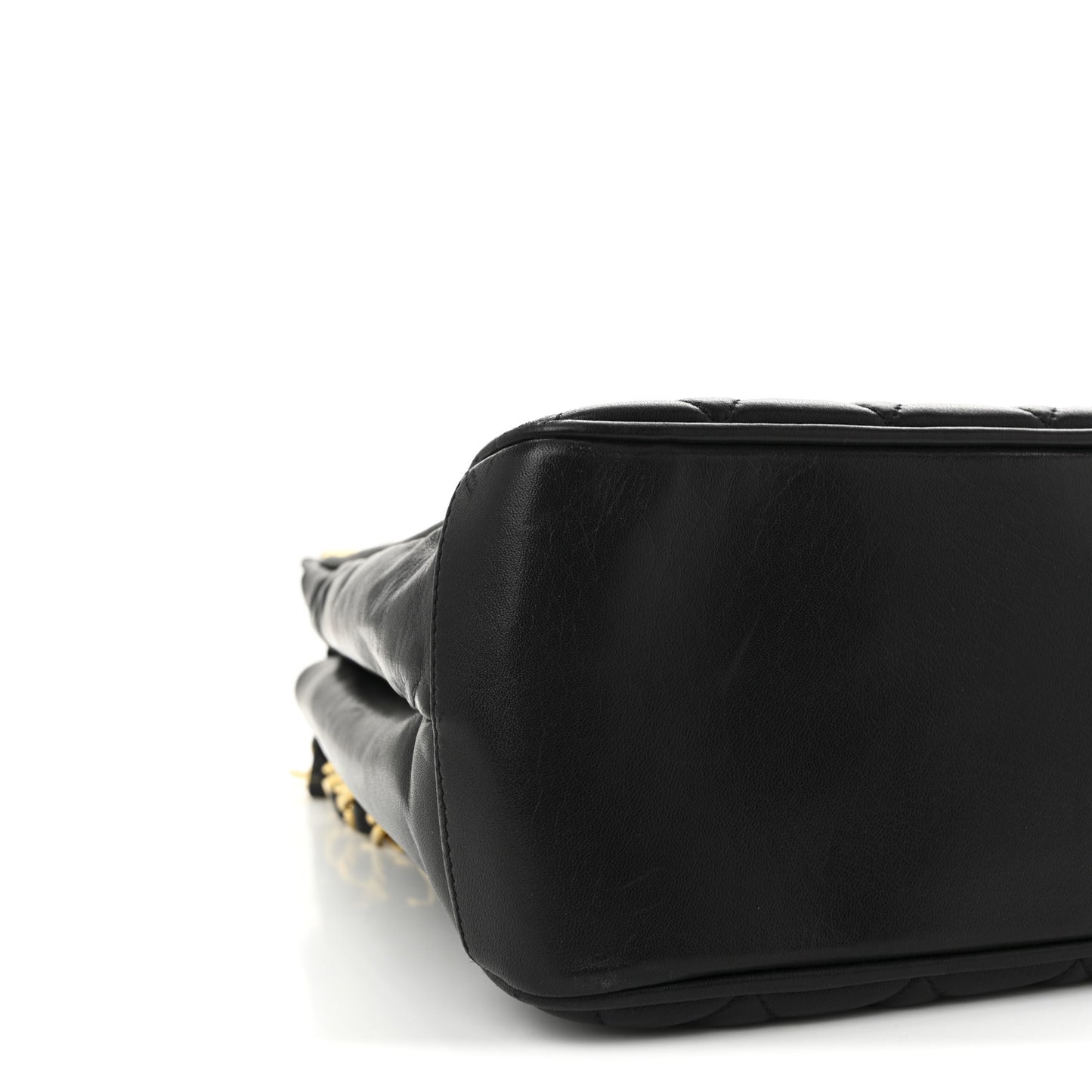 Lambskin Quilted Shopping Tote Black