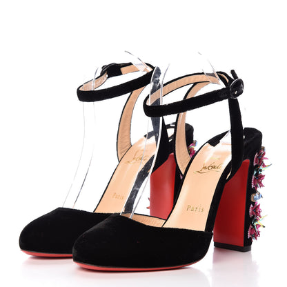 Christian Louboutin Velvet Madonaflor 100 Ankle Strap Pumps 40 Black 3 of 8