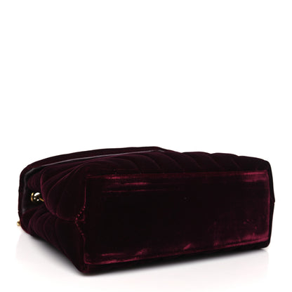 Saint Laurent Velvet Y Quilted Monogram Small Loulou Chain Satchel Burgundy 4 of 10