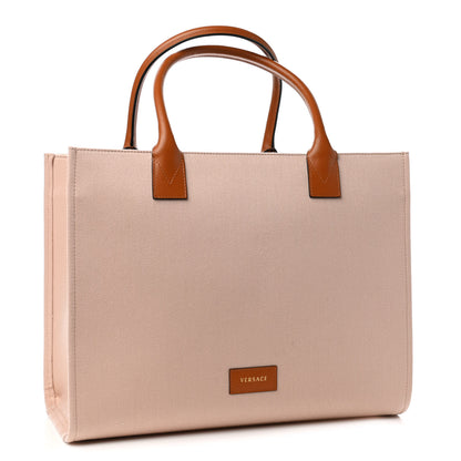 Versace Canvas Calfskin Large Medusa Pop Cabas Tote Beige 3 of 10