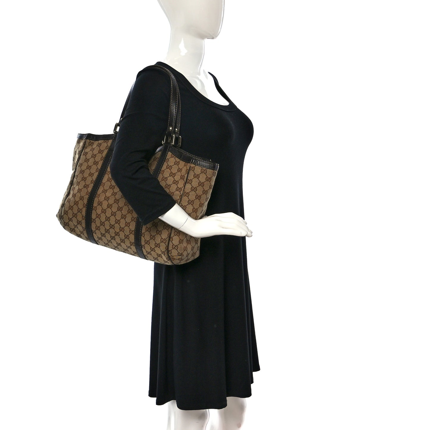 Monogram New Ladies Web Tote Dark Brown