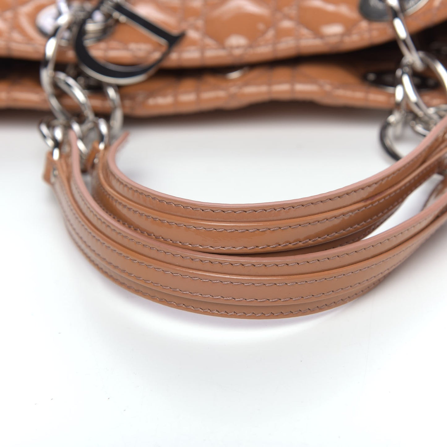 Patent Cannage Medium Dior Soft Shopping Tote Brown