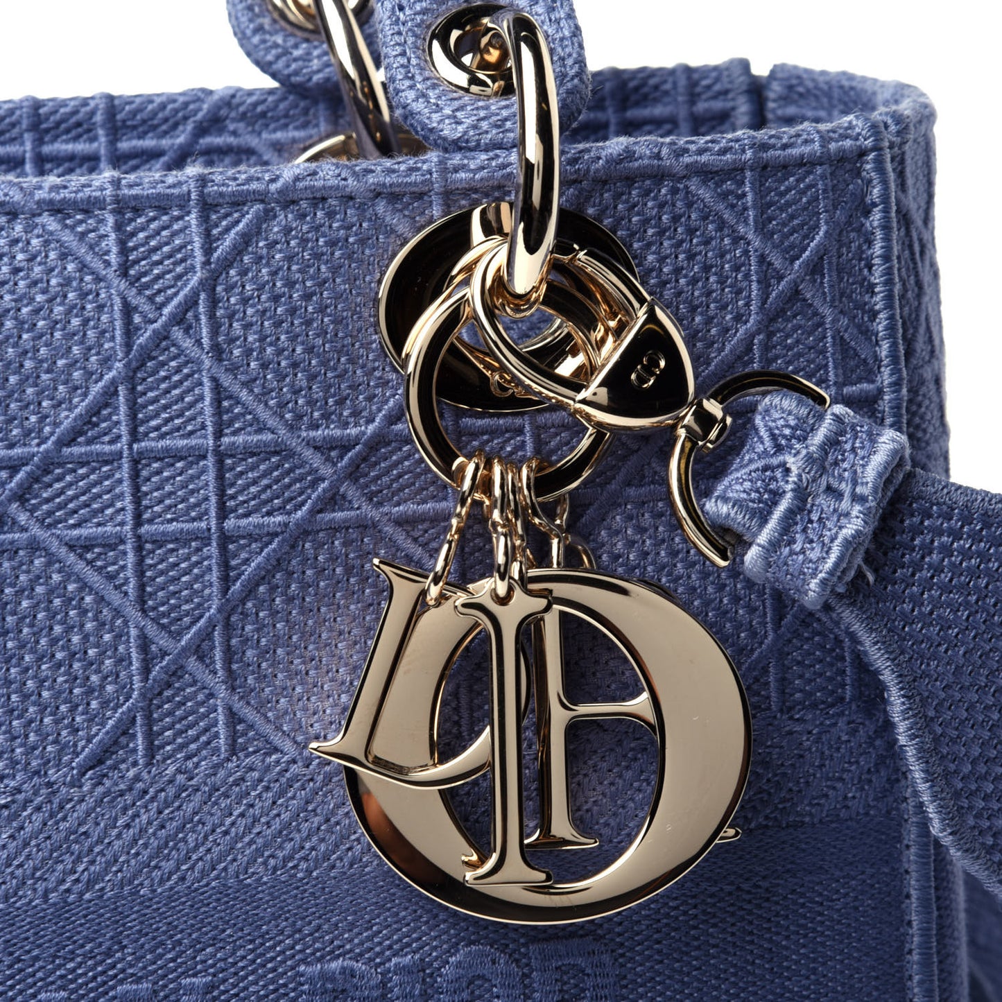 Canvas Embroidered Cannage Medium Lady D-Lite Blue