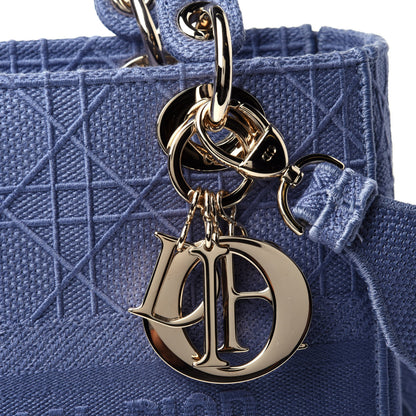 Christian Dior Canvas Embroidered Cannage Medium Lady D-Lite Blue 4 of 4