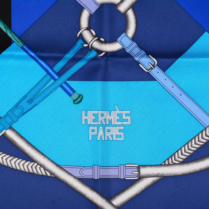 Hermes Silk Parcours Sans Faute Scarf 90 Ardoise Bleu Lagon Mauve 3 of 6