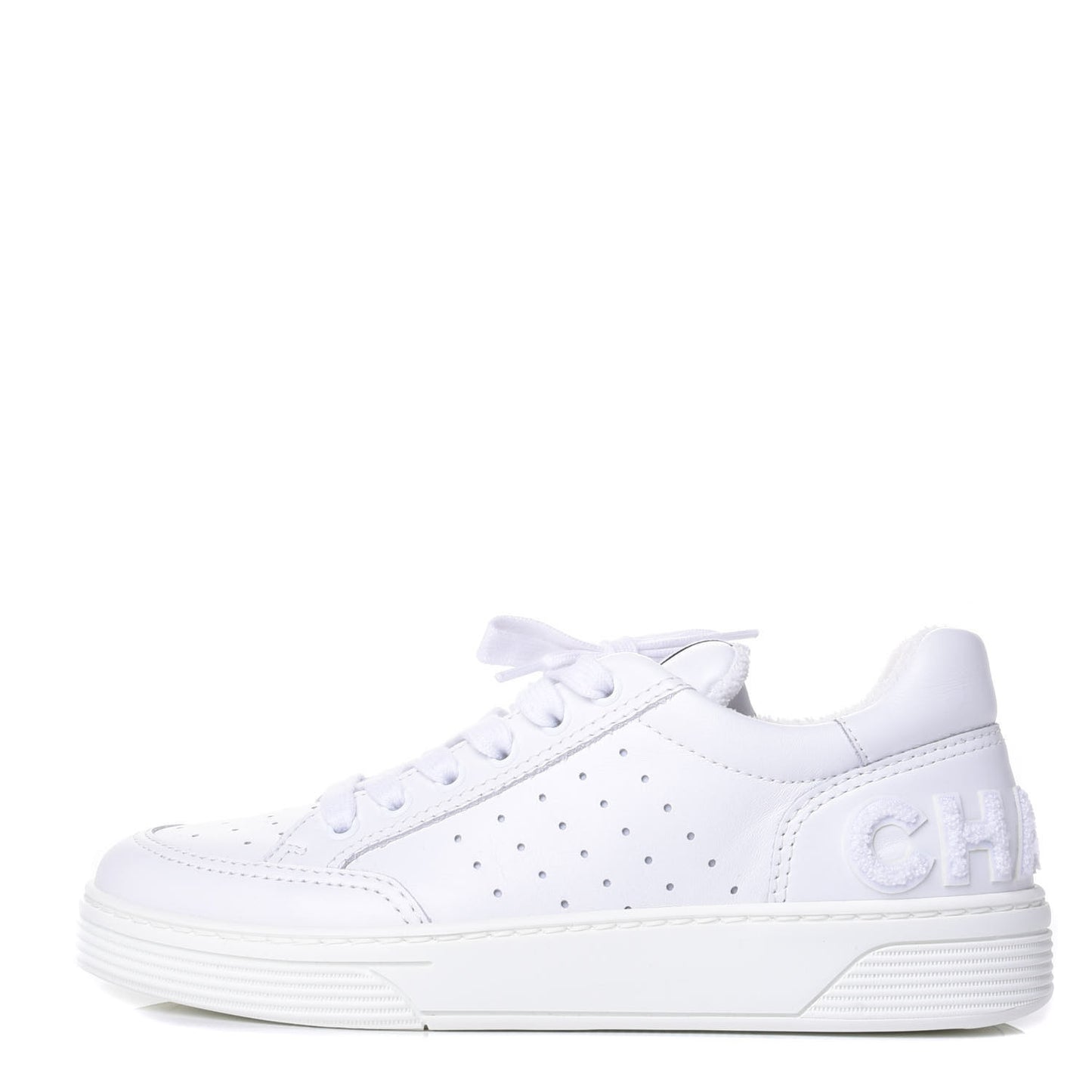 Calfskin Womens Logo Sneakers 38 White