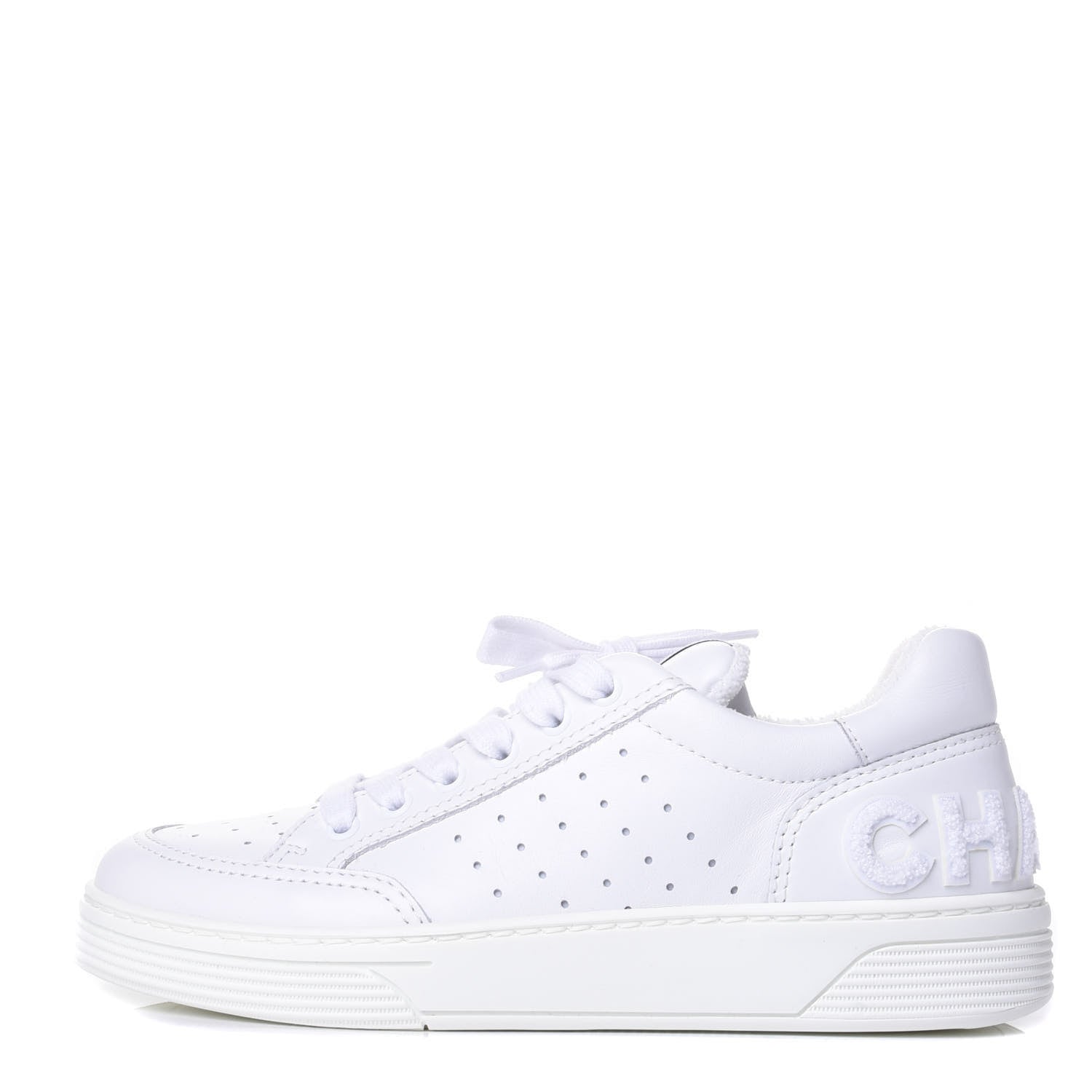 Chanel Calfskin Womens Logo Sneakers 38 White 1 of 11