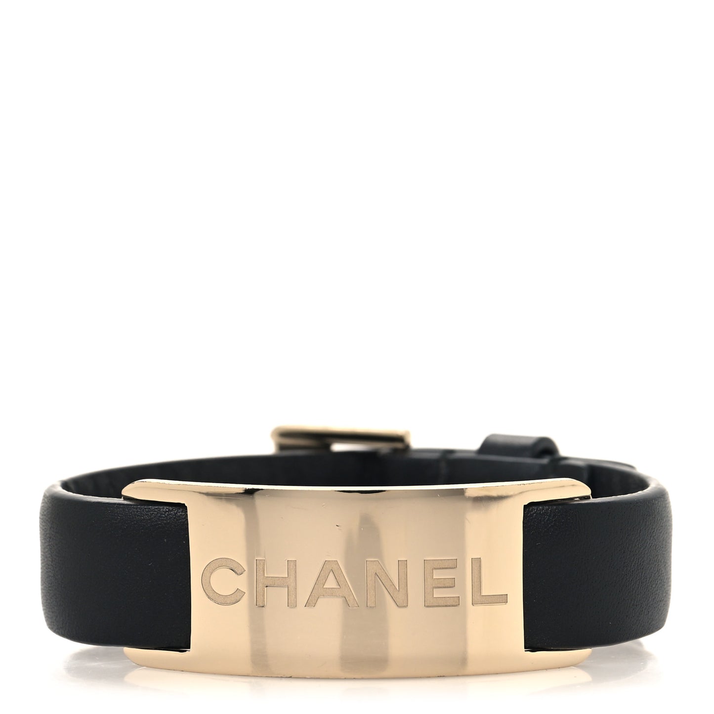 Calfskin Logo Buckle Bracelet S Black