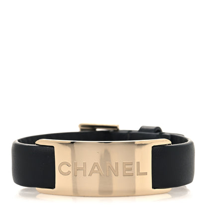 Chanel Calfskin Logo Buckle Bracelet S Black 1 of 6