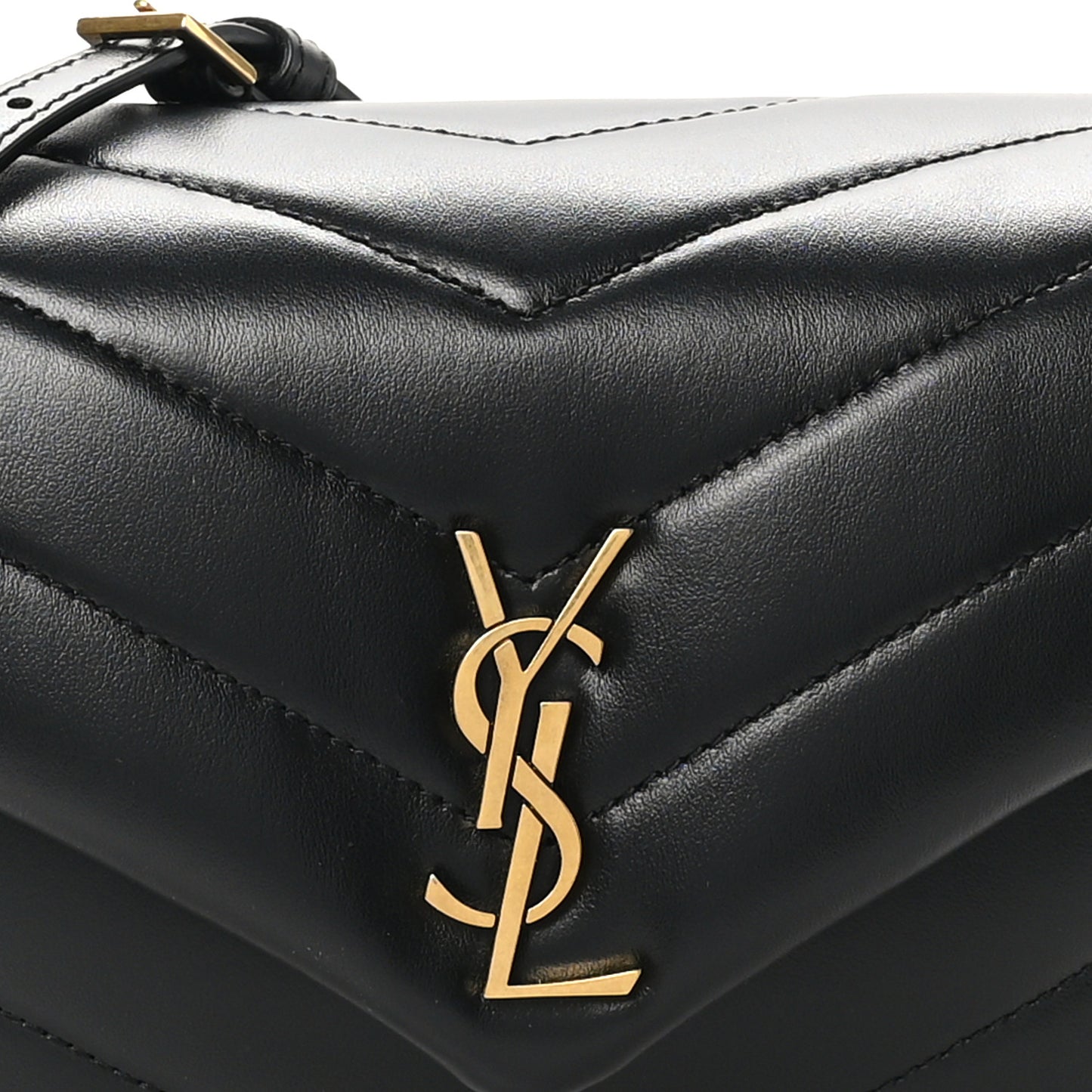 Calfskin Y Quilted Monogram Toy Loulou Crossbody Bag Black