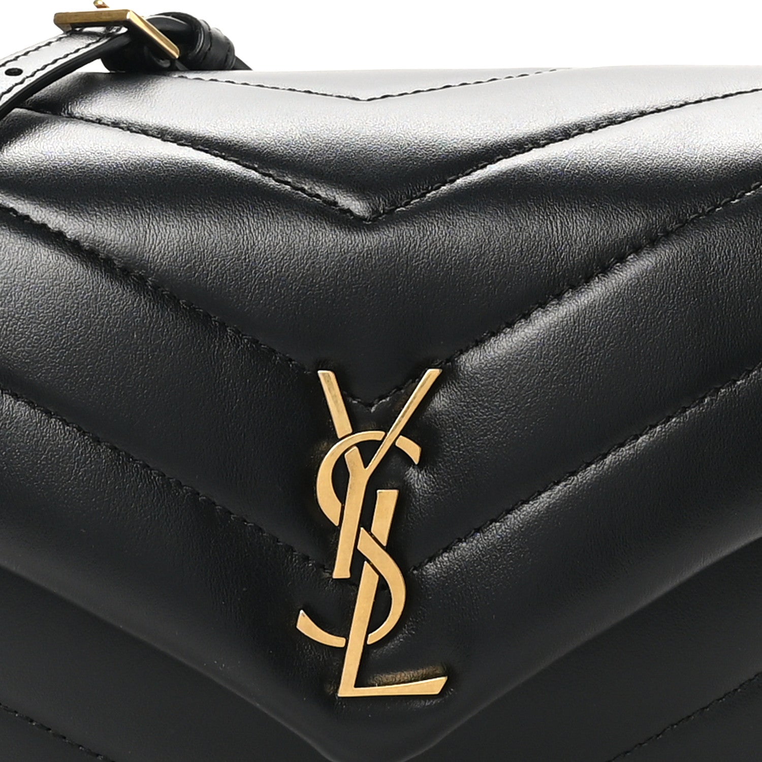 Saint Laurent Calfskin Y Quilted Monogram Toy Loulou Crossbody Bag Black 8 of 10