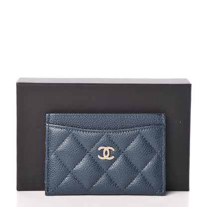 Chanel Metallic Caviar Quilted Card Holder Dark Blue 9 of 9