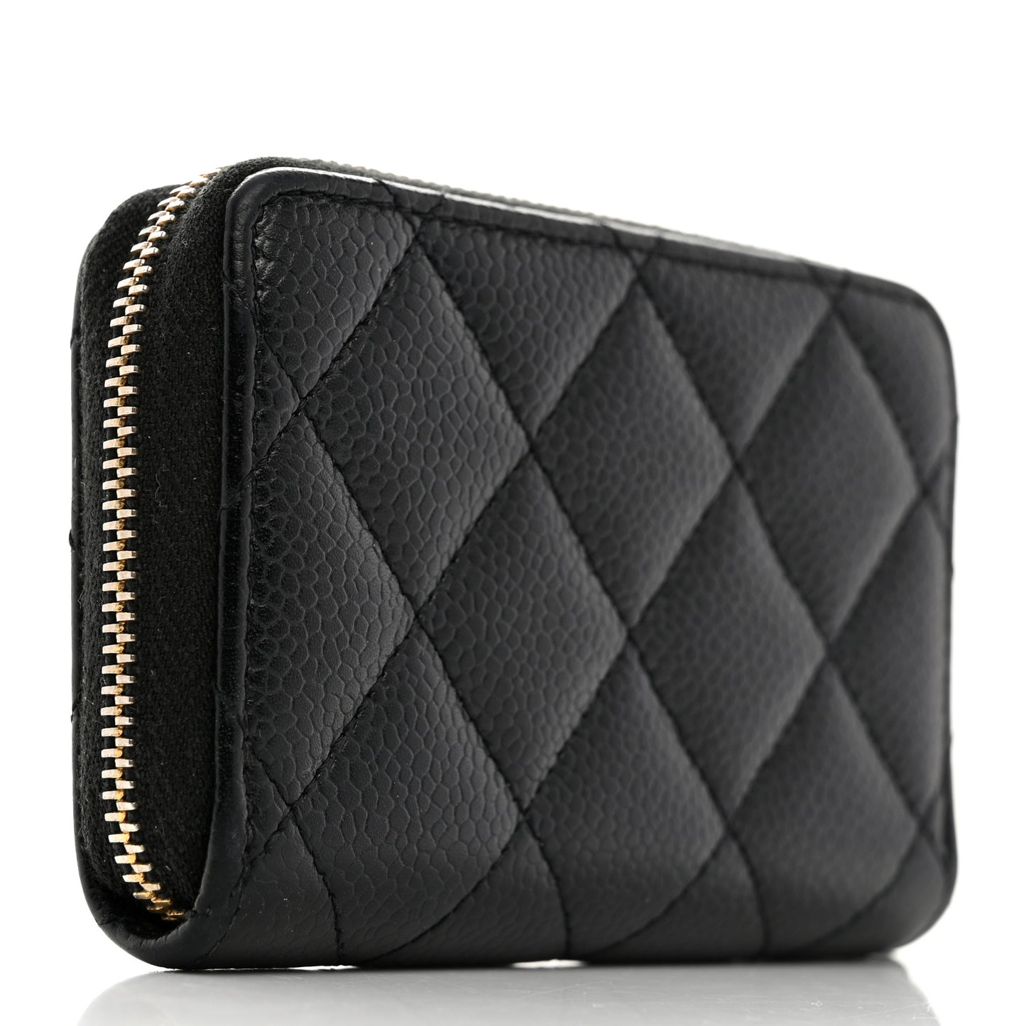 Caviar Quilted Zip Coin Purse Black