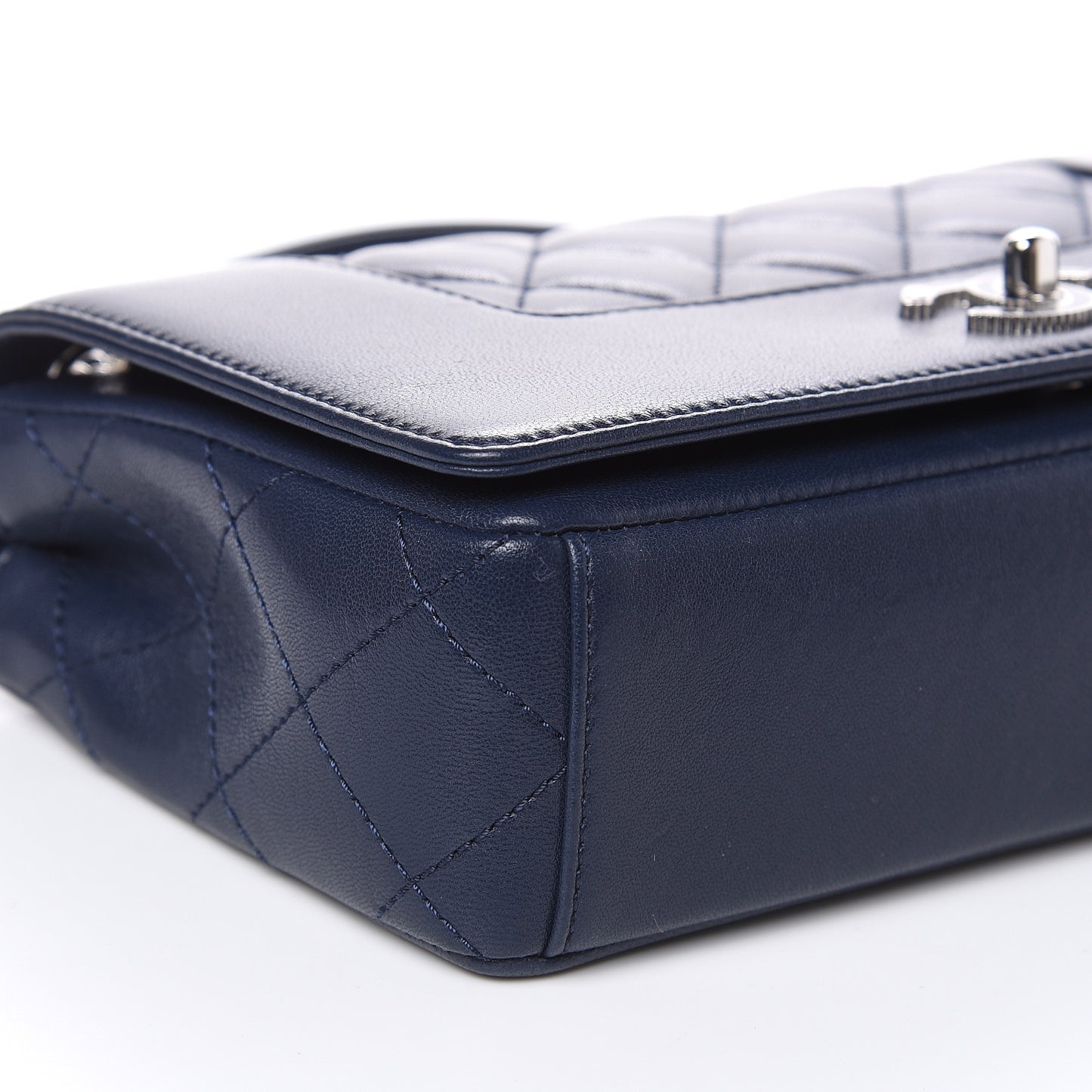 Sheepskin Quilted Medium Vintage Mademoiselle Flap Dark Navy