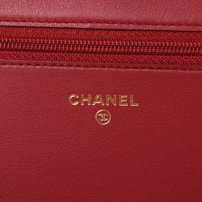 Chanel Calfskin Quilted Boy Wallet On Chain WOC Red 7 of 13