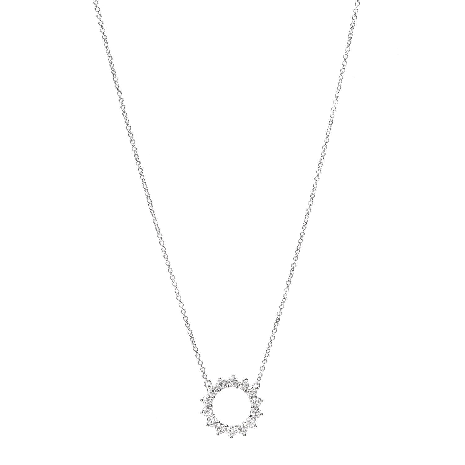 Tiffany Platinum Diamond Small Open Circle Pendant Necklace 1 of 5