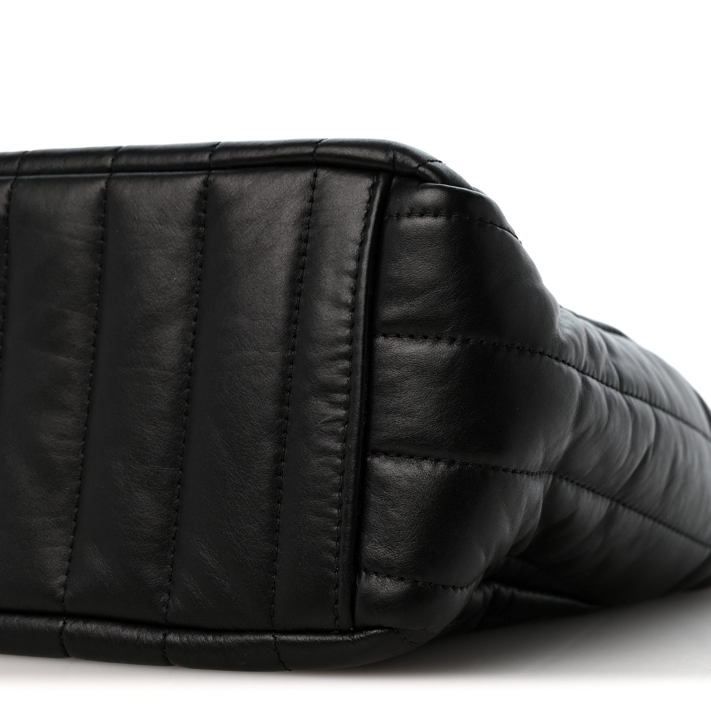 Crushed Calfskin Quilted Small Monaco Shoulder Bag Black