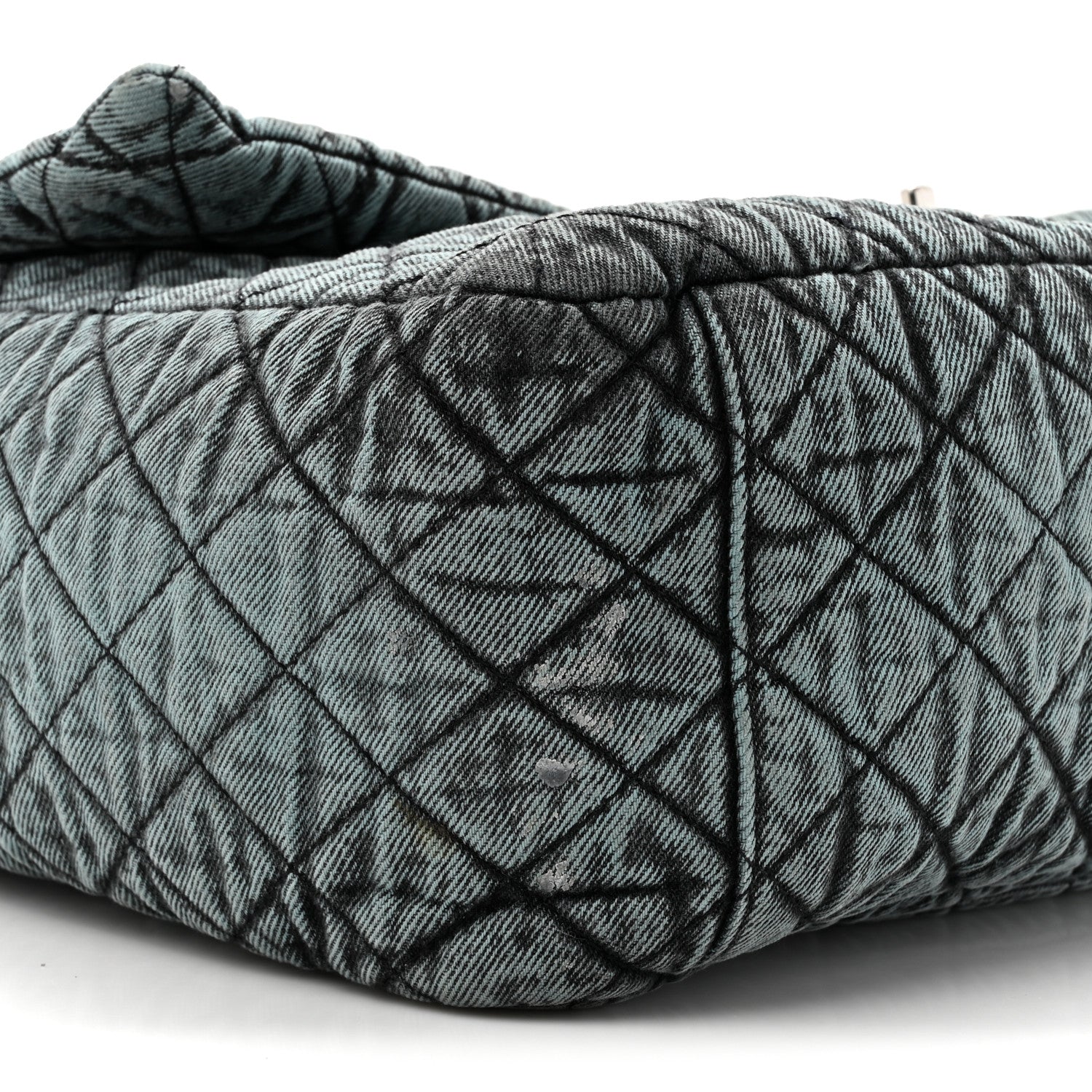Chanel Denim Quilted Denimpression XXL Flap Blue Black 10 of 13
