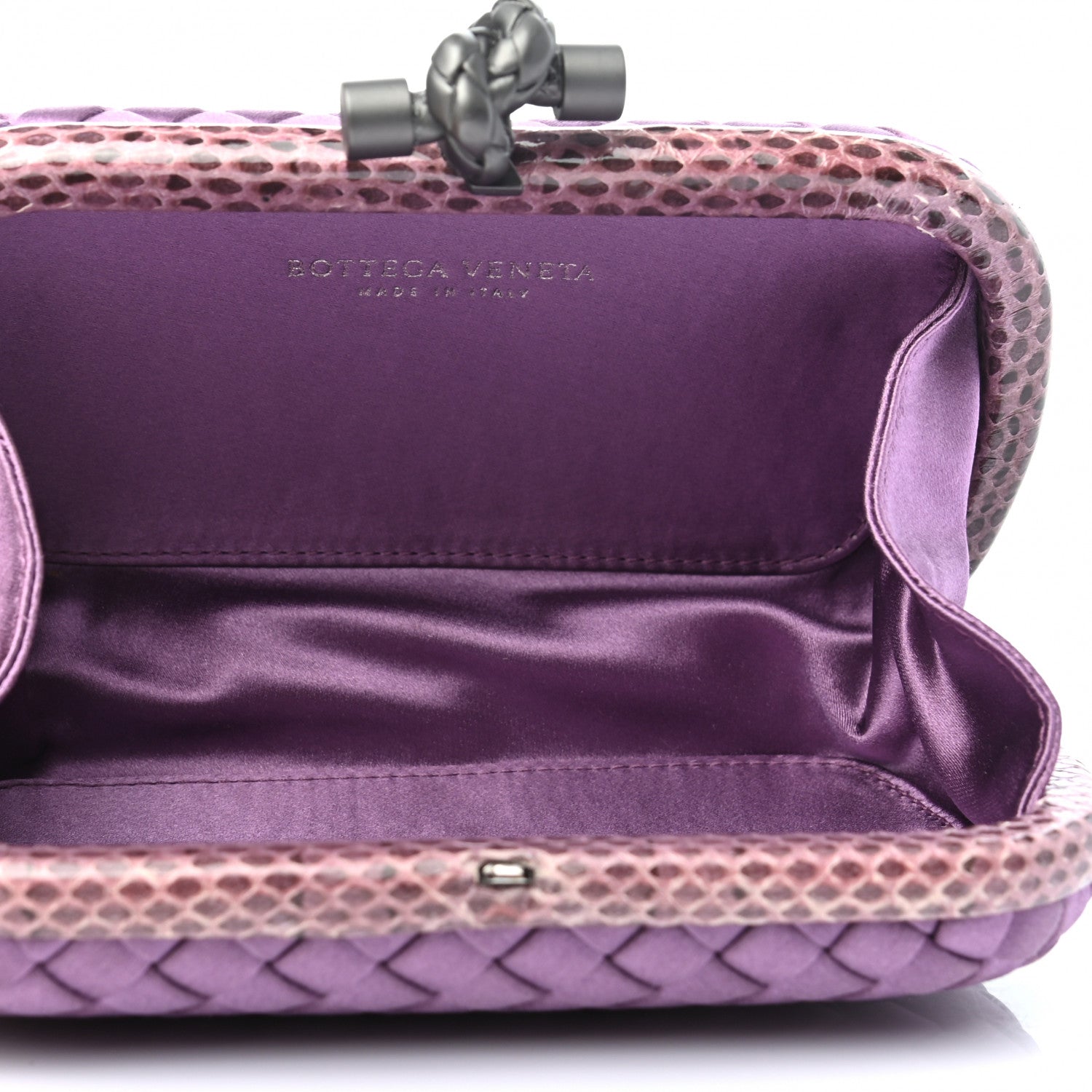 Bottega Veneta Satin Intreccio Impero Ayers Knot Clutch Purple 5 of 6