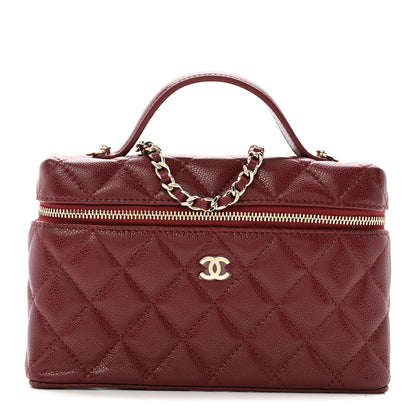 Chanel Caviar Quilted Top Handle Slim Vanity With Chain Burgundy 1 of 10