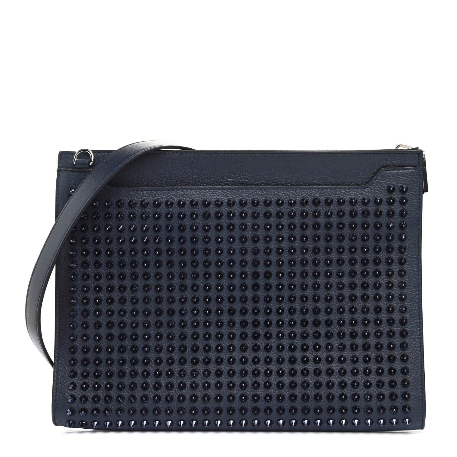 Christian Louboutin Calfskin Studded Skypouch Crossbody Clutch Marine 1 of 7