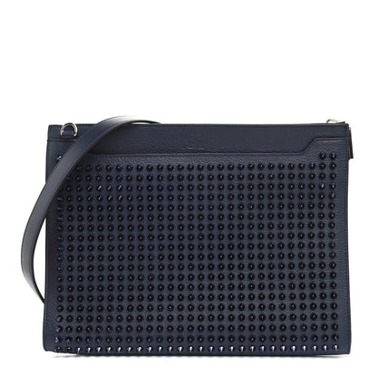 Christian Louboutin Calfskin Studded Skypouch Crossbody Clutch Marine 1 of 7