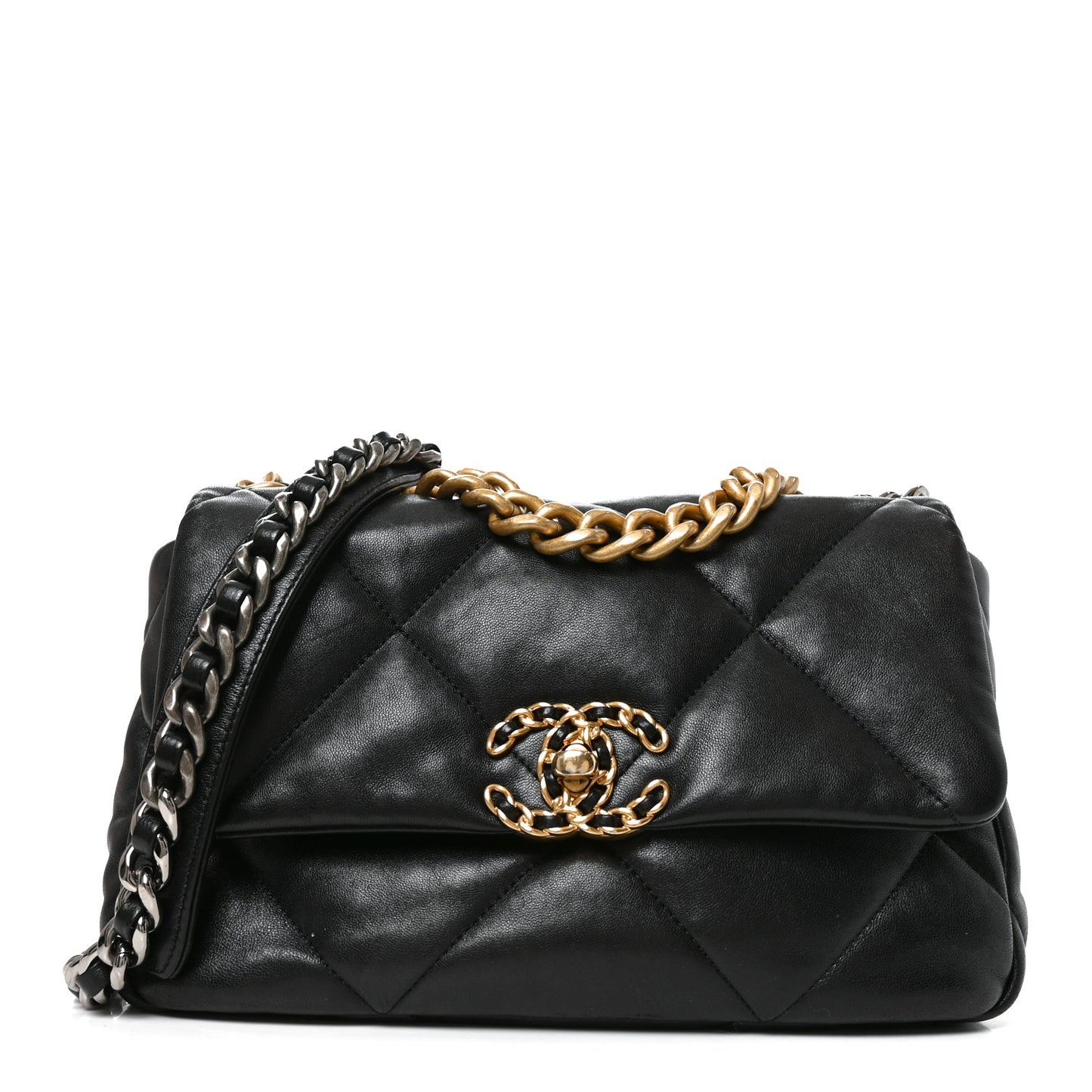 Lambskin Quilted Medium Chanel 19 Flap Black