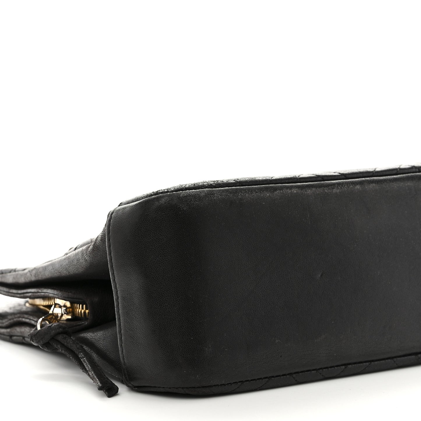 Lambskin Double Stitch Quilted Tote Black