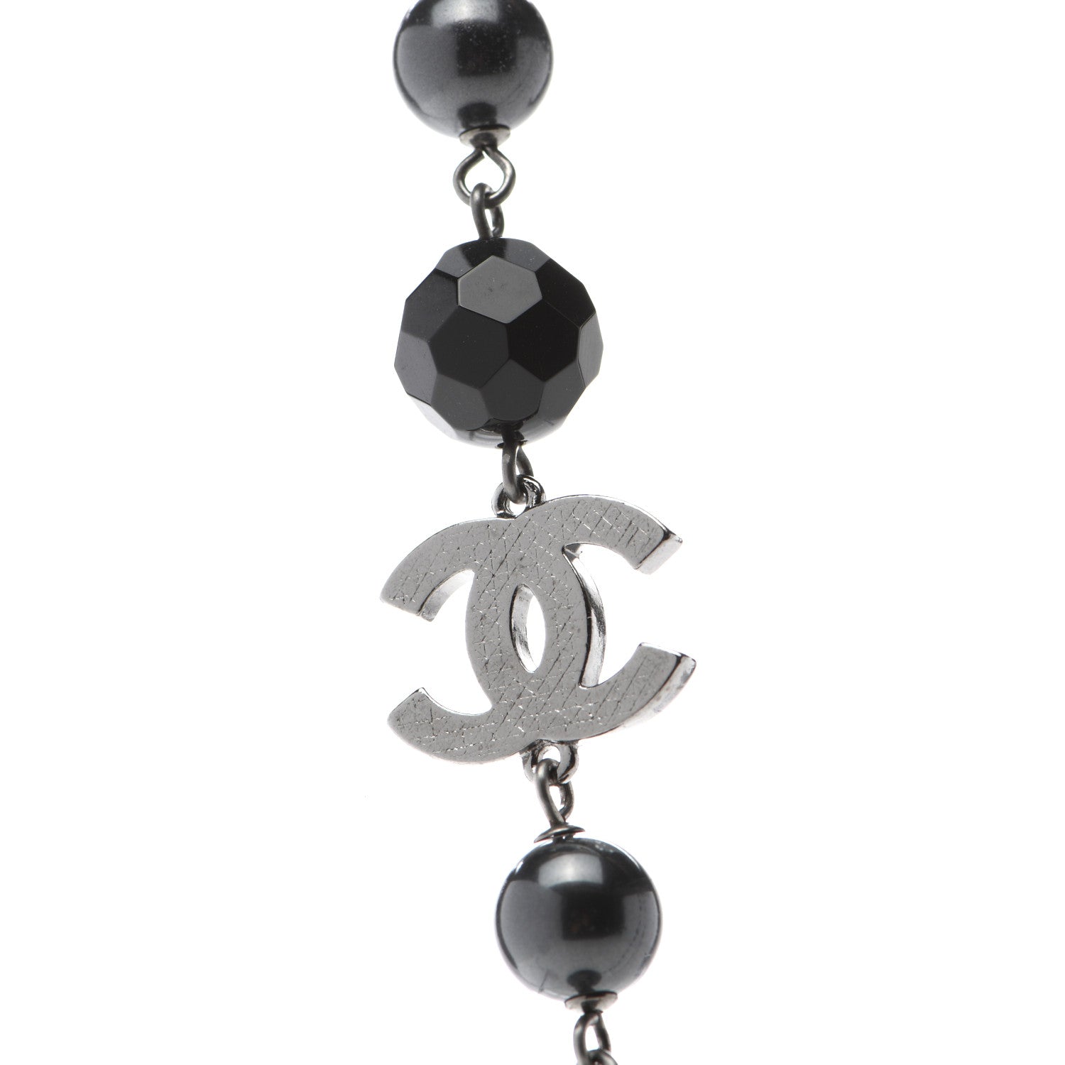 Chanel Ruthenium Pearl Beaded CC Long Necklace Black 3 of 4