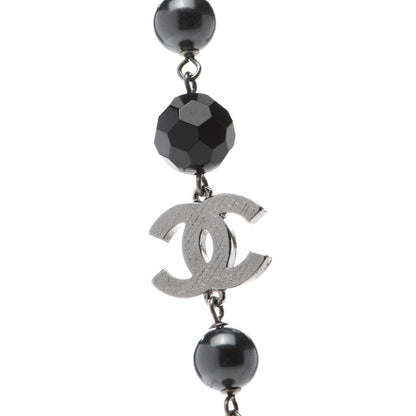 Chanel Ruthenium Pearl Beaded CC Long Necklace Black 3 of 4