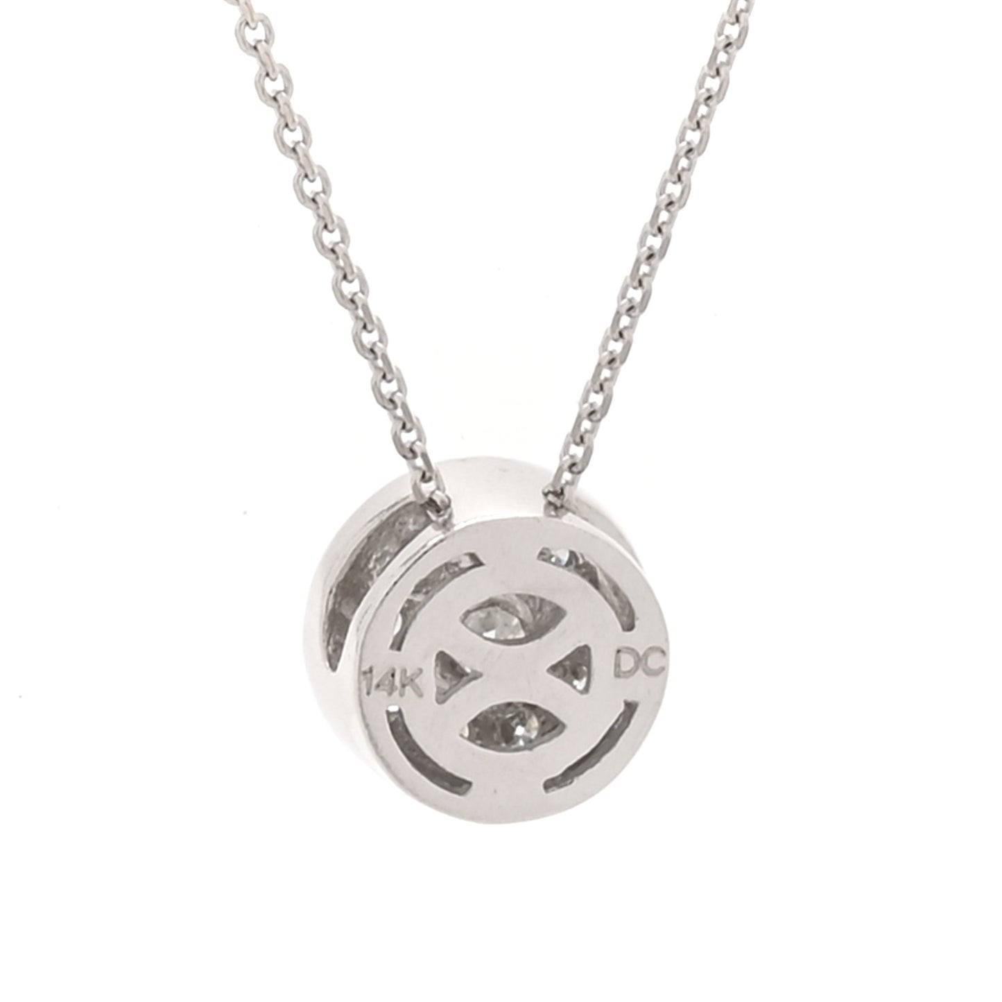 14K White Gold Diamond .17ctw Round Pave Pendant Necklace