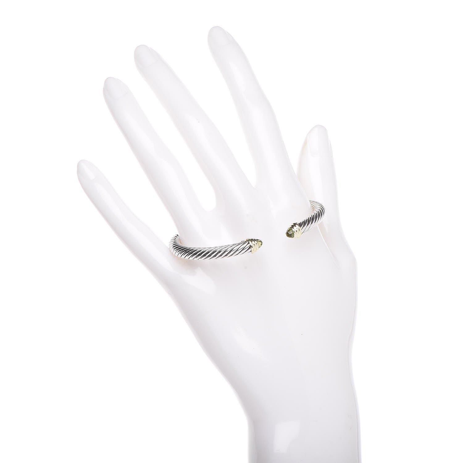 David Yurman Sterling Silver 14K Yellow Gold Peridot 5mm Cable Classics Petite Color Bracelet 2 of 5