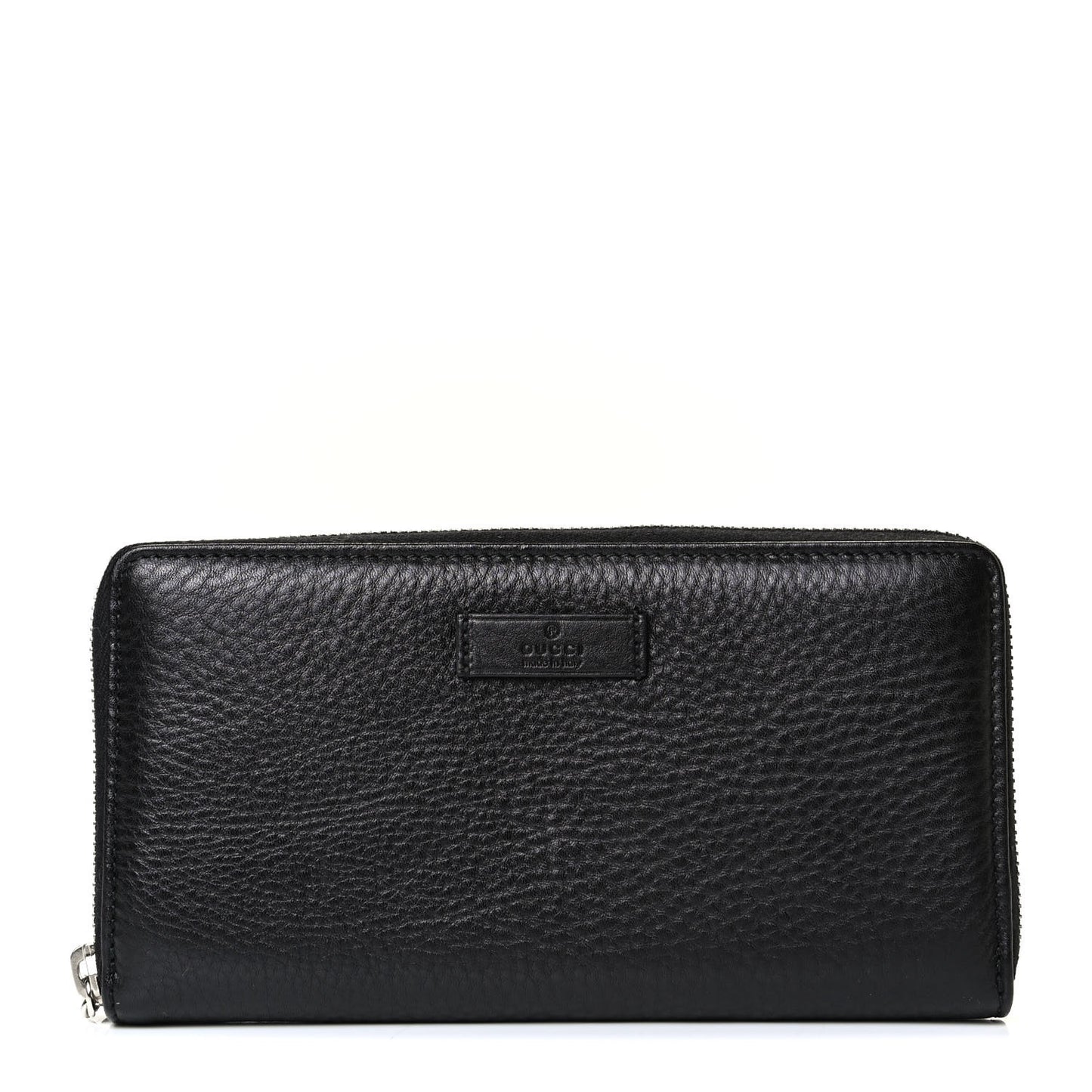 Pebbled Calfskin Zip Around Wallet Black