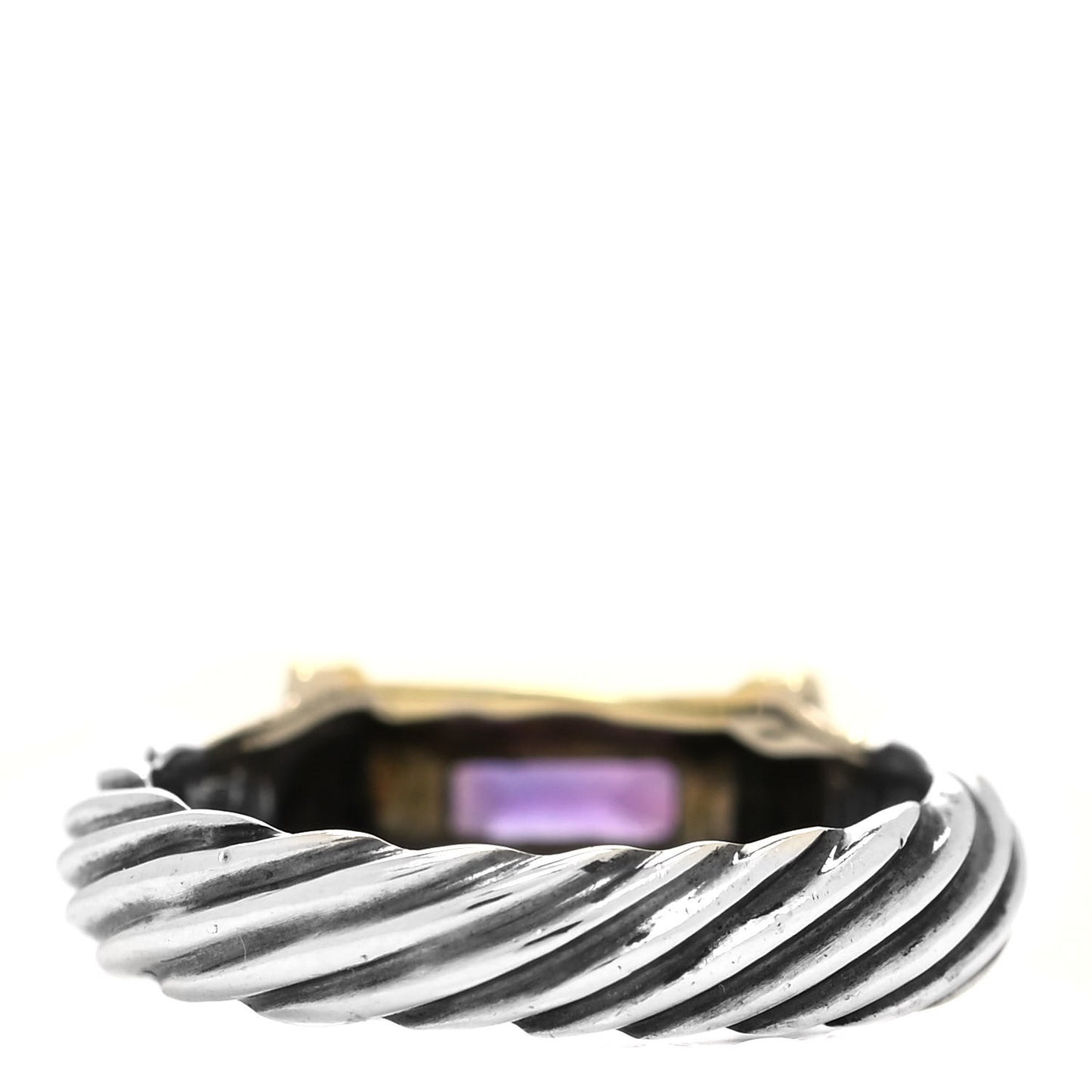 Sterling Silver 14K Yellow Gold Amethyst Metro Cable Ring 47 4