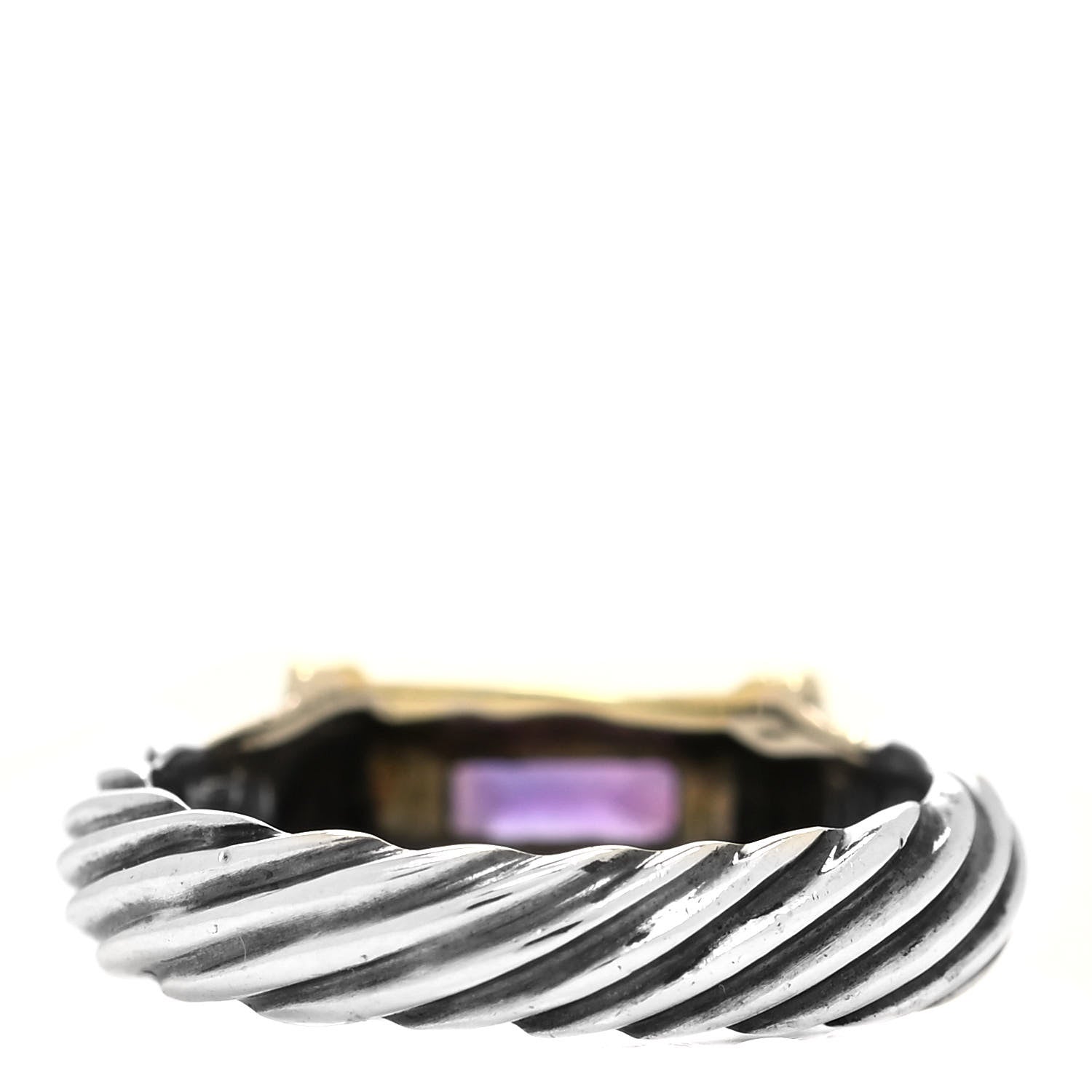 David Yurman Sterling Silver 14K Yellow Gold Amethyst Metro Cable Ring 47 4 3 of 5