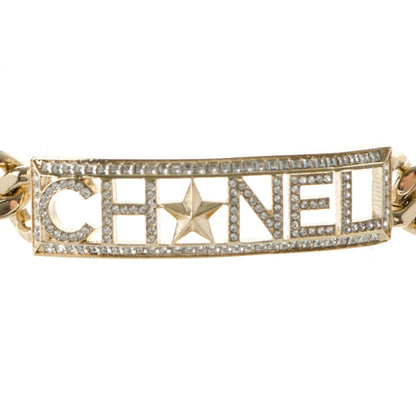 Chanel Crystal Chain Link Choker Necklace Gold 4 of 4
