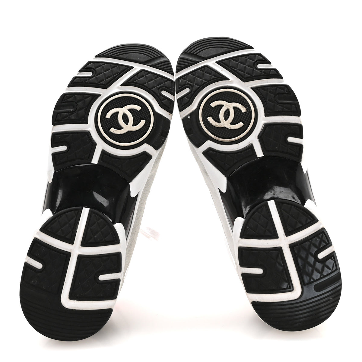 Chanel Calfskin Fabric Sneakers 37.5 White Silver Fluo Pink 6 of 7