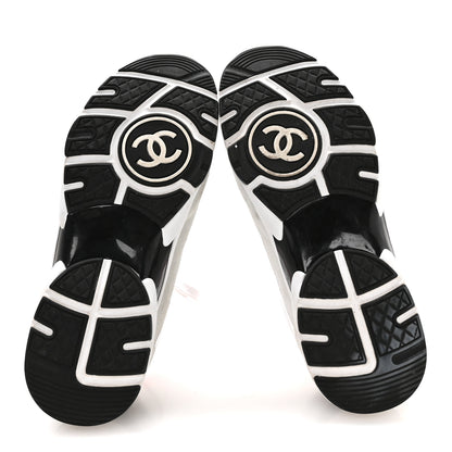 Chanel Calfskin Fabric Sneakers 37.5 White Silver Fluo Pink 6 of 7