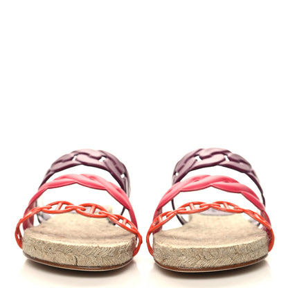 Hermes Nappa Gwen Espadrille Sandals 37 Multicolored Violet Lilas 2 of 9